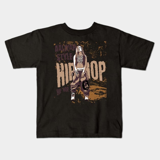 Aaliyah style 90s,brown vintage Kids T-Shirt by Degiab